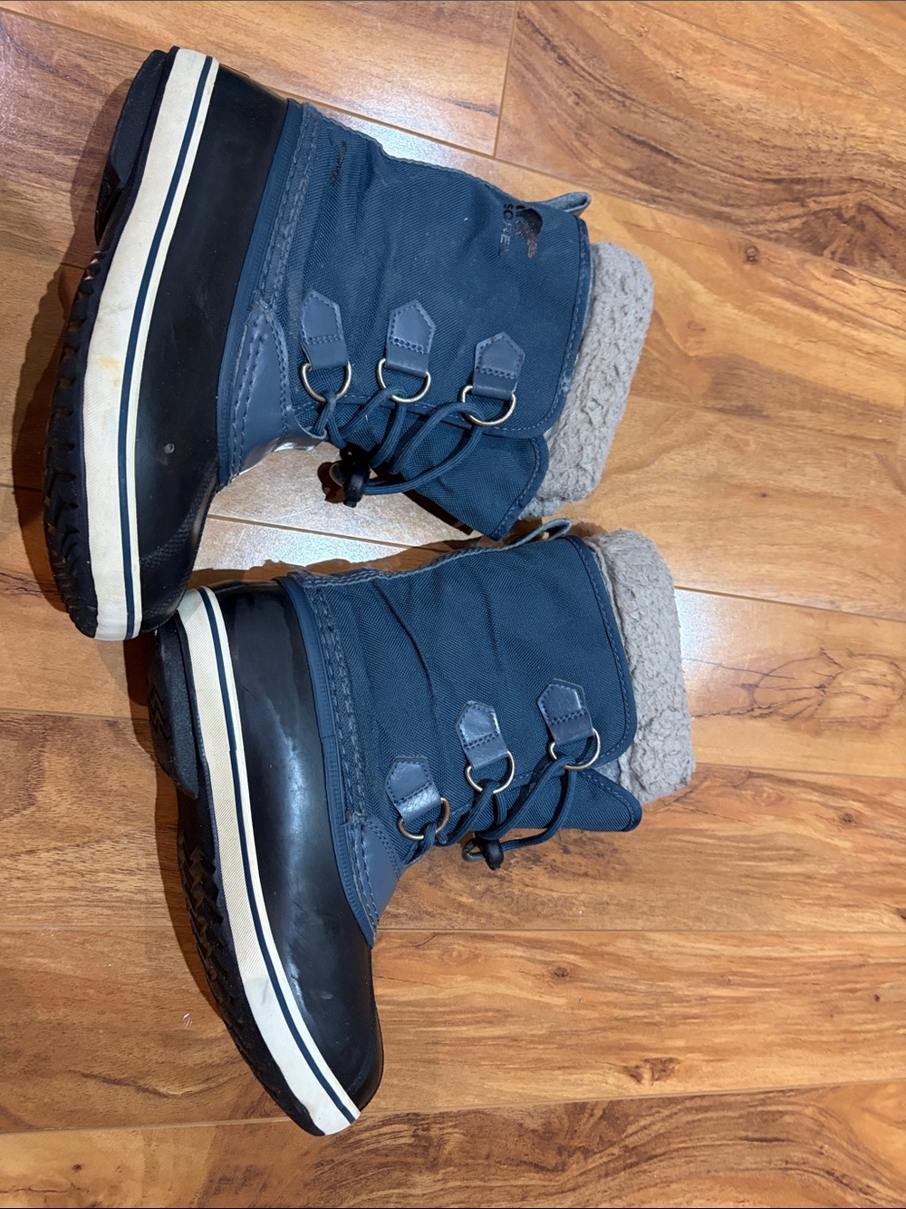 Sorel Kids Navy and Cream Fleece-Lined Snow Boots - Picture 3 of 5